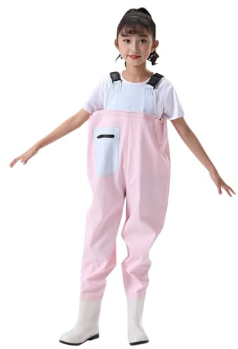 Generisch Kids Waders Fishing Waders for Toddlers Waterproof Waders for Hunting Fishing with Boots, pink, 2-3 Years