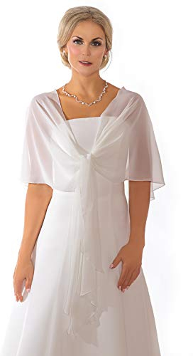 Schal Brautkleid Rundstola Stola Umschlagtuch Chiffon ivory Jacke Braut 140x120x40 Bolero Braut (Ivory)