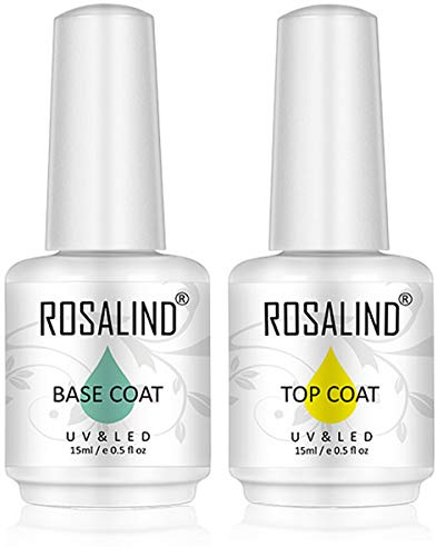 ROSALIND Gellack UV 15ml Überlack Unterlack Nagellack Gel Base und Top Coat Nägel Langlebig Gel Nagellack Glanzeffekt Soak Off French Varnish
