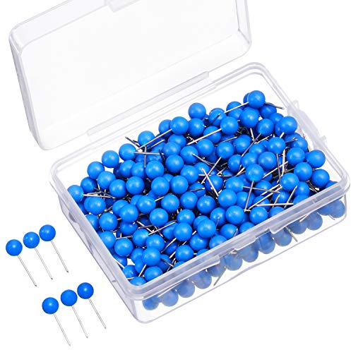 WILLBOND 500 Pack Map Push Pins Map Tacks Small Round Head Push Pins Thumb Tacks for Travel Picture Photo Bulletin Board Wall DIY Craft School Office Home(Blue,1/8 Inch)
