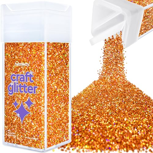 Hemway Craft Glitter Shaker Copper Holographic 130g Chunky | for Resin & Epoxy Crafts, Christmas Art Supplies, Nail, Body, Face, Eye, Festival, Crafting, Slime, Sparkle