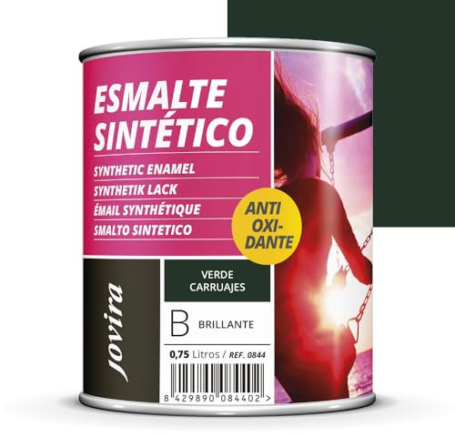 JOVIRA PINTURAS Esmalte Sintético Antioxidante. Esmalte directo sobre oxido. Para la protección y decoración de superficies de madera, hierro y acero. Brillante (750 Mililitros, Verde Carruaje)