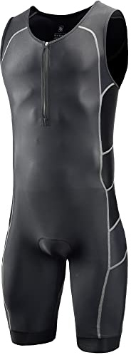 CGLRybO Traje de triatlón de manga corta para hombre, ideal para carreras de Ironman, Negro , M