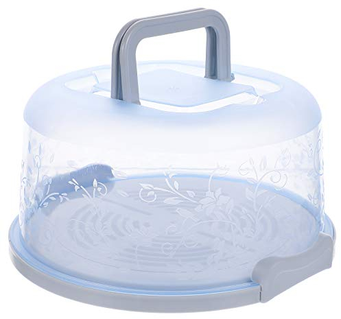 Angoily Round Cake Carrier with Handle, Plastic Cake Storage Container, Portable Cake Storage Box for Transporting Cake Pies Cookies (Blue), 25x25x13CM