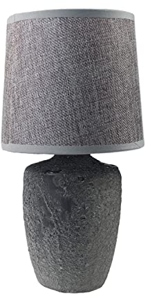 Arnusa Tischlampe aus Keramik Beton-Optik Grau kleine Nachttischlampe Beistelllampe 15x30 cm ohne Leuchtmittel