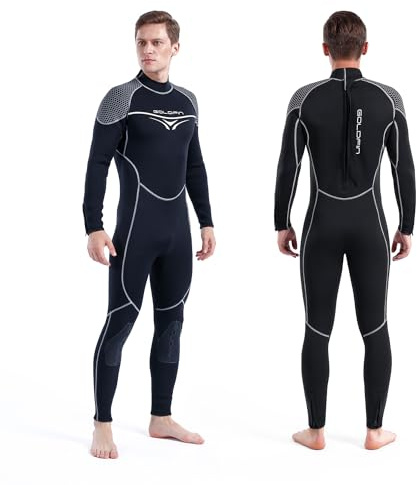 GoldFin Wetsuit for Men, Mens 3mm Wetsuits Fullbody Back Zip Keep Warm in Cold Water