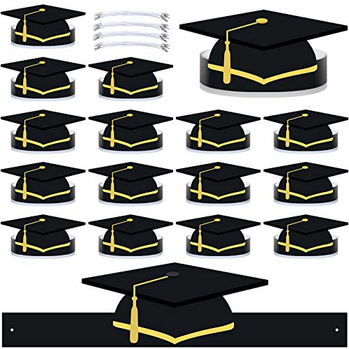 Nezyo 40 Corona di Laurea in Carta per Bambini Cappelli di Carta con 42 Pezzi 18 cm Fascia Elastica Regolabile per Festa di Laurea 2026 Congratulazioni Bomboniere Decorazioni, Nero