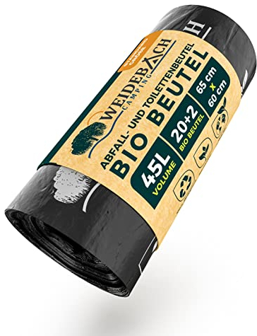 Weidebach® 22 Stück biologisch abbaubare Toilettenbeutel, 45L Toilettenbeutel Campingtoilette, 100% wasserdichte Campingtoilette Beutel, Notfall Toilettenbeutel für alle gängigen Campingtoiletten