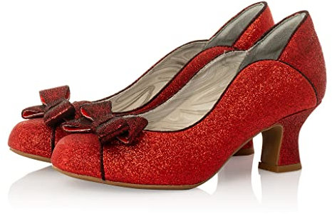 Ruby Shoo Women's Robyn Low Heel Court Shoes Red Glitter UK 3