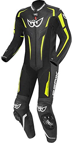 Berik RSF-Teck Tuta in pelle della moto traforata in un pezzo, nero/giallo, 56