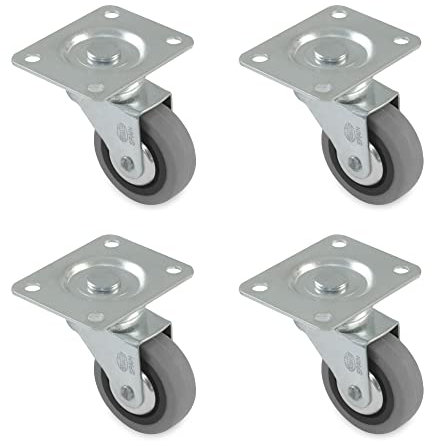 Amig - Pack de 4 ruedas para muebles mod. 2502 con pletina y rodamientos Medida: diametro 30 mm Carga máxima por rueda: 15 kg Fabricadas con goma, Color gris, Sin freno
