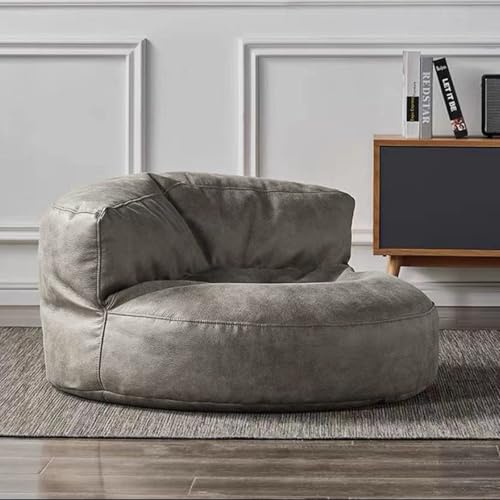 Bean Bag Stol Bean Bag Cover Lyx Enkel Lazy Sofa Cover Faux Mocka Läder Bean Bag Sac Puff Stol No Filler Beanbag Hörnsäte Fåtölj Soffa For Sovrum Vardagsrum Trädgård(Gray)