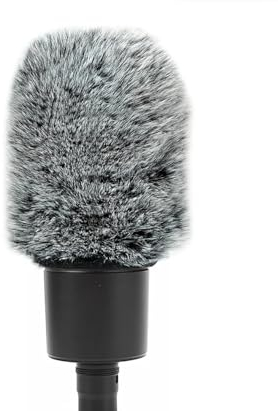 PhantAccy Filtro anti-pop per microfoni Audio-Technica AT-2020 AT-2035 AT-2050 AT-2500 AT-4040, copertura per microfono in pelliccia per riduzione del rumore ambientale e del vento (fucry-blackwhite)