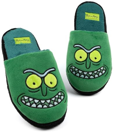 Rick y Morty Pantuflas para hombres adultos Pickle Rick Green Sliders