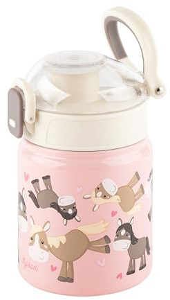 Edelstahl-Trinkflasche, 400ml Kindermotiv Pony
