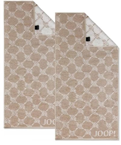 Frottier Kollektion von Joop, Set 2-teilig, 100% Baumwolle, Handtücher mit Kordelaufhänger, 50x100cm, Cornflower Sand