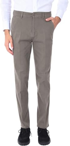 Ciabalù Pantaloni Cotone Caldo Uomo Invernali Eleganti Modello Fustagno Vita Alta Comodo Taglie Forti da Lavoro Ufficio (IT, Numero, 50, Regular, Regular, Fango)