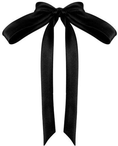 Abeillo Schwarz Damen Krawatte, Satin Bluse Damen zum Selbstbinden, Damen Fliege für Frauen und Mädchen, Selbst zu Bindende Fliege, Accessoire für Uniform, Schule, Hochzeit, Cosplay Party (Schwarz)