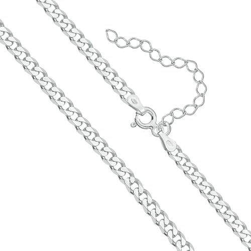 PANDA LUXURY JEWELLERY Sterlingsilber Kette Damen 925 Panzerkette 1,4 mm Einstellbare Kettenlänge 45 cm + 5 cm, 45-50 cm Ketten für Frauen Freundin Frau Mama Schmuck Für Damen Mädchen
