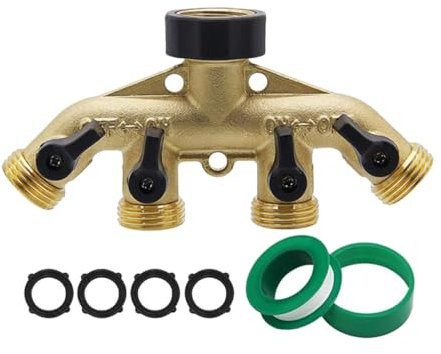 FONDOTIN 4 Wege Schlauchverteiler Aus Garten Schlauchadapter Verstellbar Für Schnelle Schlauchtrennung Kompatibel Mit Anschlüssen Ideal Für Bewässerungssysteme