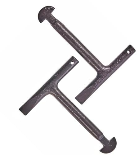Sizi 2 Piece Heavy Duty T-Handle Manhole Cover Lifting Key Set Durable Drain Lid Tools with D-Shaped End Profiles for Light Duty Covers