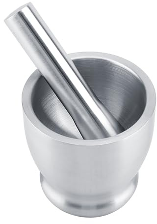 Wakects Mortel Pestle Set rostfri kvarn, premiumkvalitet, modern men funktionell, mångsidig användning, ergonomisk design, enkel drift, med slipande vitlök och ingefära