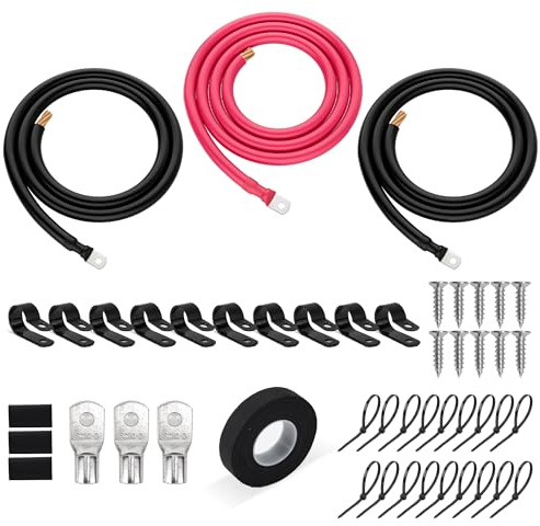 Big 3 Complete Upgrade Electrical Wiring Kit, True Spec 1/0 Gauge OFC Pure Battery Cable, Primary Automotive Wire, Car Amplifier Power & Ground Cable Kit, Car Audio Speaker Systems, UL Listed