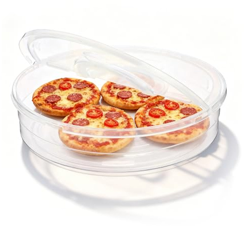 GWBPES Pizzaballenbox, Teigbox Pizza Box Pizzateigbehälter mit Deckeln und Tragegriff Kuchen Transportbox Rund Transparente Pizzateig Gären Tortenbehälter 30cm für Brot Kekse