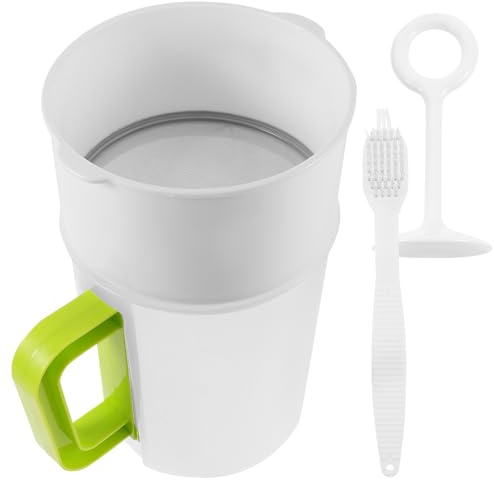 FOMIYES Fine Mesh Soy Milk Strainer and Fruit Juice Sifter 1.5l Food Filter Cup Set with Cleaning Brush, Kitchen Supply for Homemade Yogurt and Tea Filtering