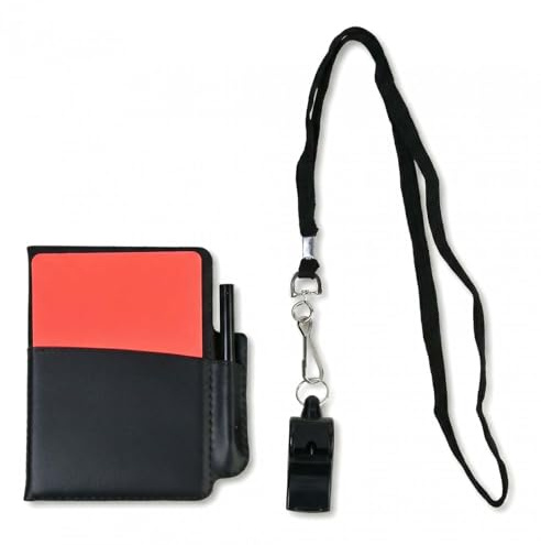 Hontaog Conjunto de Árbitro de Fútbol, Kit de Tarjetas Arbitro, ​​Tarjetas de Árbitro y Silbato de Metal, Bolsillo para Libro de Anotaciones, para Partidos de Fútbol y Deportes Escolares