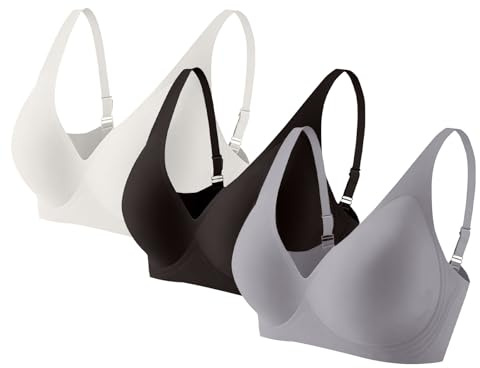 3 st gelé trådlös BH djup V push-up sömlös t-shirt bekväm dopp inga bygel-BH med justerbara remmar vardagliga behåar