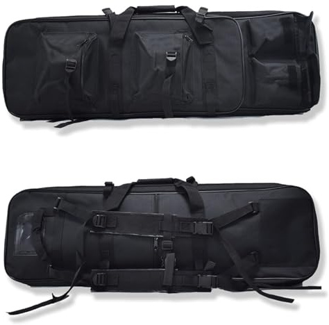 iCoverAll Tactical Rifle Case 1.17m Soft Padded Gun Carry Bag Backpack Durable Oxford Nylon with Pockets, Shoulder Straps & Storage Shooting, Airsoft, Paintball, Hunting & Fishing