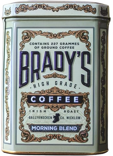Brady's Coffee Morning Blend - Speciality Ground Coffee for Cafetiere, Pour Over & Drip Filter - 100% Arabica Medium Roast - Caramel, Chocolate, Nuts, Spice Notes - Gift for Coffee Lovers - 227g Tin