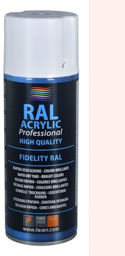 FAREN RAL ACRYLIC, Vernice spray Acrilica 100%, Smalto FIDELITY RAL, Colori Brillanti a Rapida Essiccazione, 400ml (RAL 1013 BIANCO PERLA)(1pz)