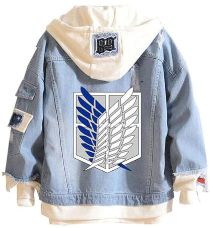 WANHONGYUE Anime Chaqueta Vaquera Hoodie Denim Jacket Adulto Cosplay Sudadera con Capucha Jeans Sweatshirt Abrigo