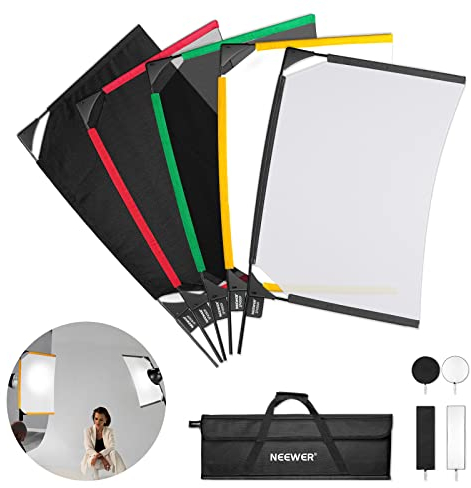 Neewer SF4560F SF4560F - Kit di bandierine pieghevoli 5 in 1, 45 x 60 cm, per fotografie, pannello di illuminazione, riflettore, modificatore di luce, per effetti morbidi, diffusi e luminosi, borsa