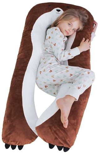 DRACA Seitenschläferkissen Kinder Pinguin Komfortkissen Wunderkissen Anti Stress ADHS Kissen für Kinder Einschlafkissen Tier Multifunktionskissen In Tierform Großes Kuschelkissen Kind (Bär)