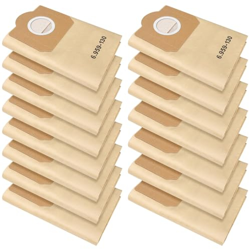 Inwee 15 Bolsas de Filtro de Papel para Aspiradoras Karcher 6.959-130.0,para bolsas aspiradora Karcher WD3 WD3P MV3 MV3P Premium,Bolsas de Filtro de Papel de Repuesto para Aspiradora en Seco y Húmedo