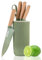 Set di coltelli, 6 pezzi Khaki Sharp Knife Block Set per cucina, antiaderente antiscivolo in acciaio inossidabile Chef Set con blocco universale coltello adatto per la casa ristorante Picnic (Verde)