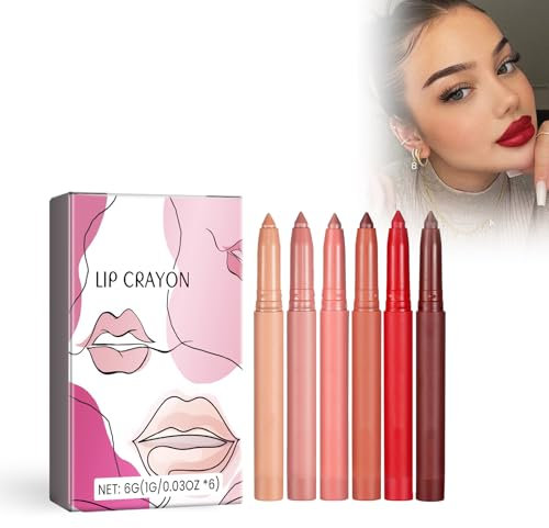 Delineador de labios de 6 colores, hidratante, delineador de labios suave, resistente al agua, brillo de labios natural, base de maquillaje, color cremoso y cómodo, forma de labios plump nude