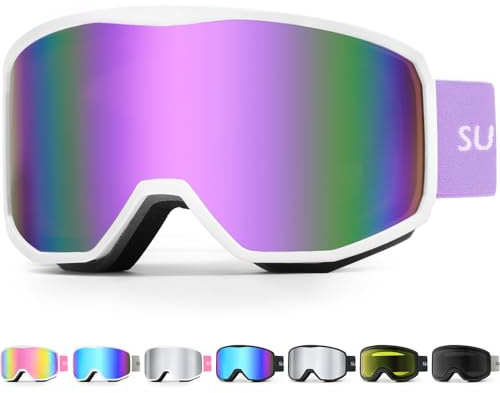 Supertrip Gafas de esquí para mujer y hombre, gafas de snowboard para personas con gafas, antivaho, cilíndricas, protección UV400, casco compatible, para adultos y jóvenes para esquiar/patinar