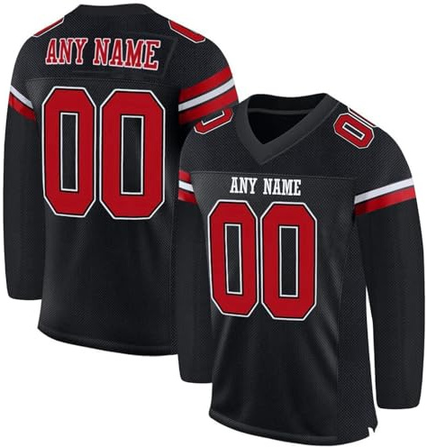 Customized American Football Jerseys, Personalized Printed Ice Hockey Shirts Rugby Uniforms Goalie Training Uniform with Team Name Number for Men Women Boys Girls