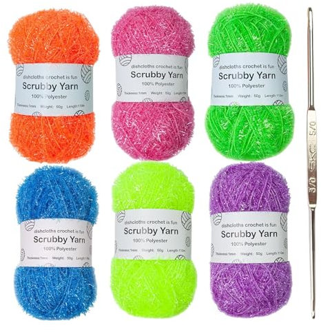 Scrub Bee Shine Fil de nettoyage pour torchon à vaisselle et brosses à récurer | Fibre pailletée, douce et durable pour tampons à récurer de cuisine, débarbouillettes et nettoyage polyvalent