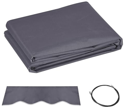Outsunny Telo di Ricambio per Tenda Parasole Retrattile, Tessuto di Ricambio per Tenda a Braccio da 3.6x2.5 m in Poliestere, Anti UV 30+, per Balcone, Patio, Terrazzo, Esterno, Giardino, Grigio