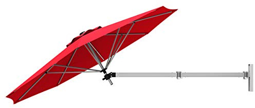 GOPLUS Sombrilla de Pared Ø250 cm, Parasol Ajustable para Exterior, Paraguas Plegable y Inclinable, Sombrilla Impermeable con Protección Solar, para Jardín, Terraza, Patio, Balcón (Rojo)