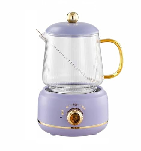600ML Mini HGlass Vetro ispessimento automatico Teiera elettrica bollente multifunzione Cottura a basso rumore 360W(Purple)