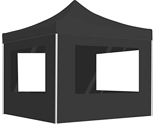 Mokuyary professionellt partytält, vikbart med väggar aluminium 3 x 3 m antracit, lusthus, trädgårdstält, festtält, trädgårdspaviljong för trädgård, fest, festival, bröllop