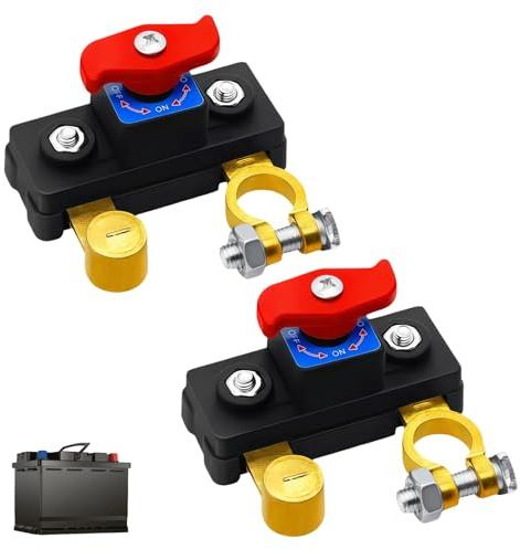 2 Pezzi Interruttore Stacca Batteria Auto 12V-24V, Staccabatteria in Rame Puro Alta Conduttività, Interruttore Disconnessione Batteria ON/OFF per Auto Camion Barca Camper Protezione Elettrica