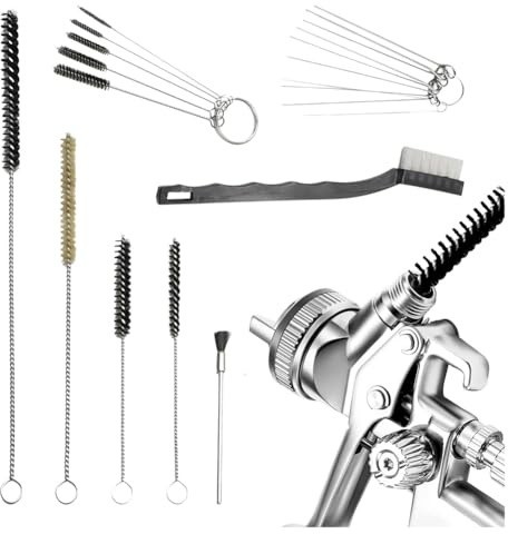 Lobamop Kit de nettoyage multifonction pour pistolets pulvérisateurs, kit de nettoyage pour pistolets à peinture, mini brosses et aiguilles, buses pour le nettoyage des tuyaux métalliques