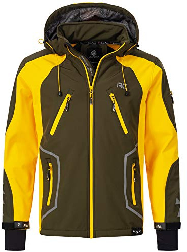 Rock Creek Herren Softshell Jacke Outdoor Jacke Windbreaker Übergangsjacke Anorak Kapuze Regenjacke Winterjacke Herrenjacke Jacket H-230 Dunkelgrün S